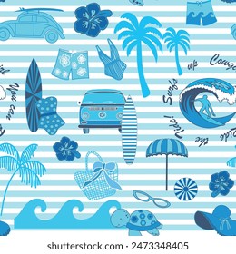 A trip to the beach ,seamless pattern ,prints background