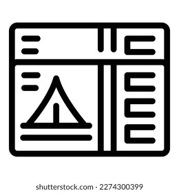 Vector de contorno de icono del cuadro de trazo. Casa forestal. Tienda de glamour
