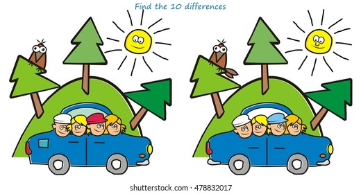 trip by car, find ten differences