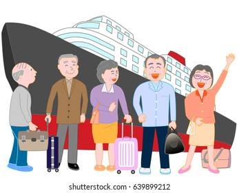 The trip by the ship of the elderly person group.