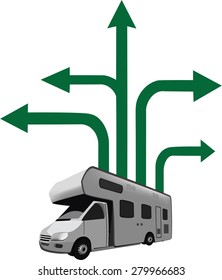 trip with the camper signpost