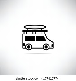 ilustración del vector del vehículo de viaje en fondo gris