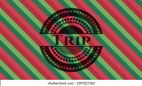 Trip christmas style emblem. Vector Illustration. Detailed.