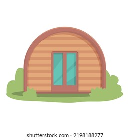 Trip cozy icon cartoon vector. Glamping house. Nature weekend