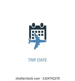 trip date concept 2 colored icon. Simple blue element illustration. trip date concept symbol design. Can be used for web and mobile UI/UX