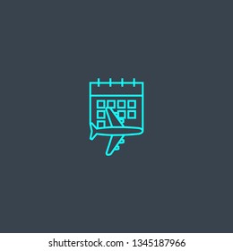 trip date concept blue line icon. Simple thin element on dark background. trip date concept outline symbol design. Can be used for web and mobile UI/UX