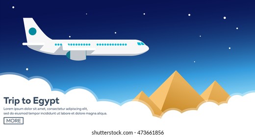Trip to Egypt. Travelling illustration. Modern flat design. Time to travel