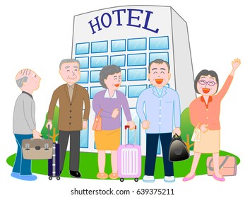 The trip of the elderly person group.