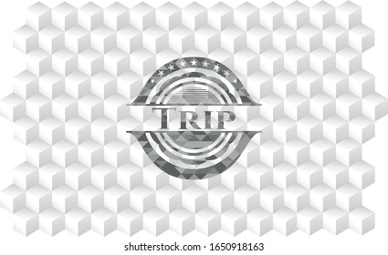 Insignia gris con fondo blanco cúbico geométrico