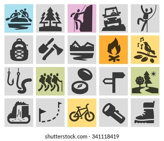 trip, hiking vector logo design template. camping or sport, recreation icons