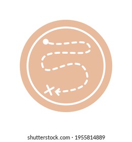 Icono de viaje, logotipo de viaje, línea y flecha dentro del círculo, logotipo de círculo, objeto vectorial