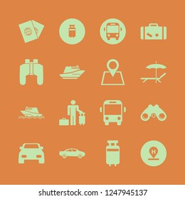 trip icon. trip vector icons set passports, suitcase, binoculars and guest