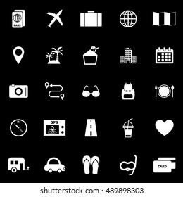 Trip icons on black background, stock vector