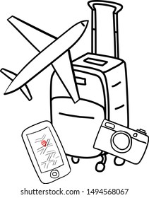 Trip Icons Set - Isolated On White Background - Vector Outline Illustration. Logo of travel