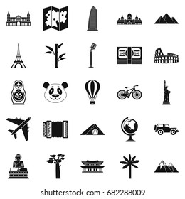 Trip icons set. Simple set of 25 trip vector icons for web isolated on white background