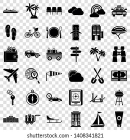 Trip icons set. Simple style of 36 trip vector icons for web for any design