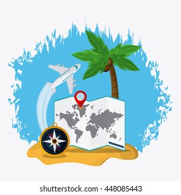 Trip implements. Time to travel design. Vector graphic