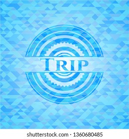 Trip light blue emblem with mosaic background