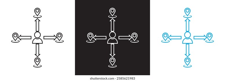 Trip and navigation  icon .  Travel, location, journey, road, map icons. isolated on white and black background. vector illustration. EPS 10