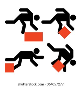 To trip over.
A set of flat icons on different subjects devoted to human activity.