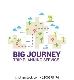 Trip planning service. Cheap flights. The concept of travel. Vector flat.