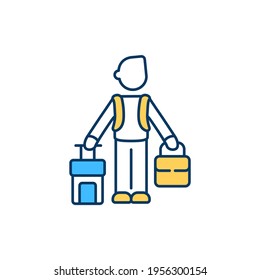 Trip for relaxation and rest RGB color icon. Taking vacation. Self-help. Stress relieving activities. Mental and physical health improvement. Relaxing travel destinations. Isolated vector illustration