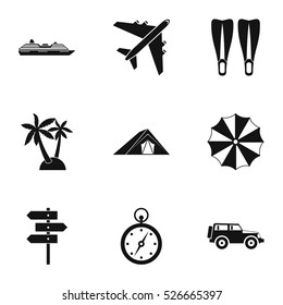 Trip to sea icons set. Simple illustration of 9 trip to sea vector icons for web