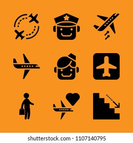 trip, sign, fly and advertisement icon set. Vector illustration for web and design.