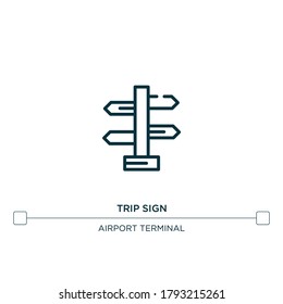 trip sign vector line icon. Simple element illustration. trip sign outline icon from airport terminal
