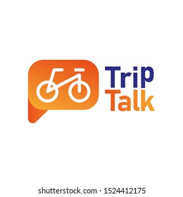 trip talk modern logo design. Bike and bubble chat concept