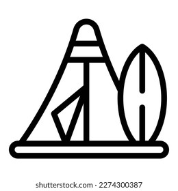Trip tent icon outline vector. Nature outdoor. Vacation card