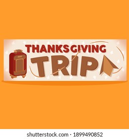 Trip Thanksgiving day white banner autumn food- Vector