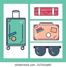 trip and travel icons pack design