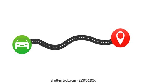 Trip. Travel map icon. Highway for travel. Taxi way. Asphalt, a path along the street for transport. Pattern design on white background. Traffic of vehicles. Vector illustration