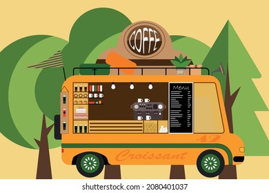 Trip Vector Coffe Truck Forest