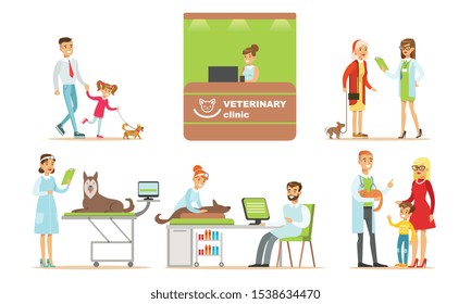 Trip to the vet cartoon vector illustration