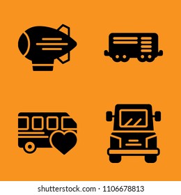 trip, wagon, flat and cargo icons set. Vector illustration for web and design