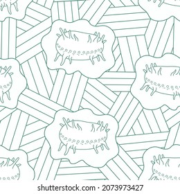 Tripang Sea Cucumber Sea Food Seamless Pattern With Line Background. Trepang Holothuria Sea Product