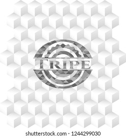 Tripe grey badge with geometric cube white background