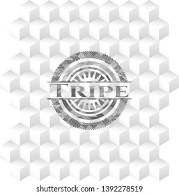 Tripe grey emblem with geometric cube white background