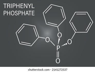Triphenyl phosphate molecule. Used as flame retardant and plasticizer. Skeletal formula.