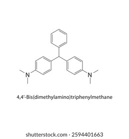 4,4’-Bis(dimethylamino)- triphenylmethane skeletal structure .Aromatic amine compound schematic illustration. Simple diagram, chemical formula.