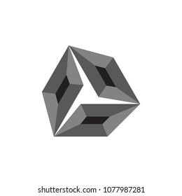 Triple 3d black diamond logo design vector