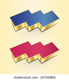 Triple 3D icons with gold frame