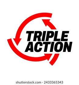 Triple Action, 3x Vektor-Icon-Logo-Abzeichen