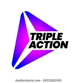 Triple Action, 3x vector icon logo badge