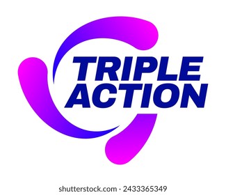 Triple Action, 3x Vektor-Icon-Logo-Abzeichen