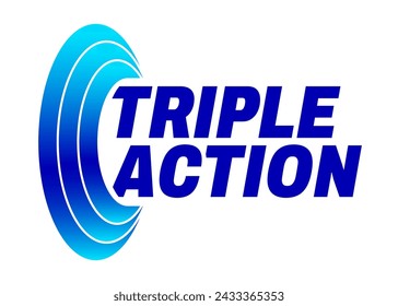 Triple Action, 3x Vektor-Icon-Logo-Abzeichen