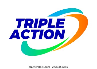 Triple Action, 3x vector icon logo badge