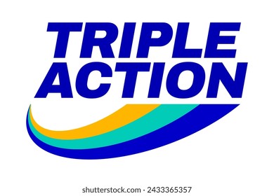 Triple Action, 3x Vektor-Icon-Logo-Abzeichen